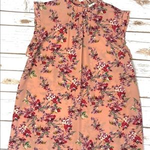 Wayf Nordstrom Pink Mauve Floral Ruffle Trim Top Size XS